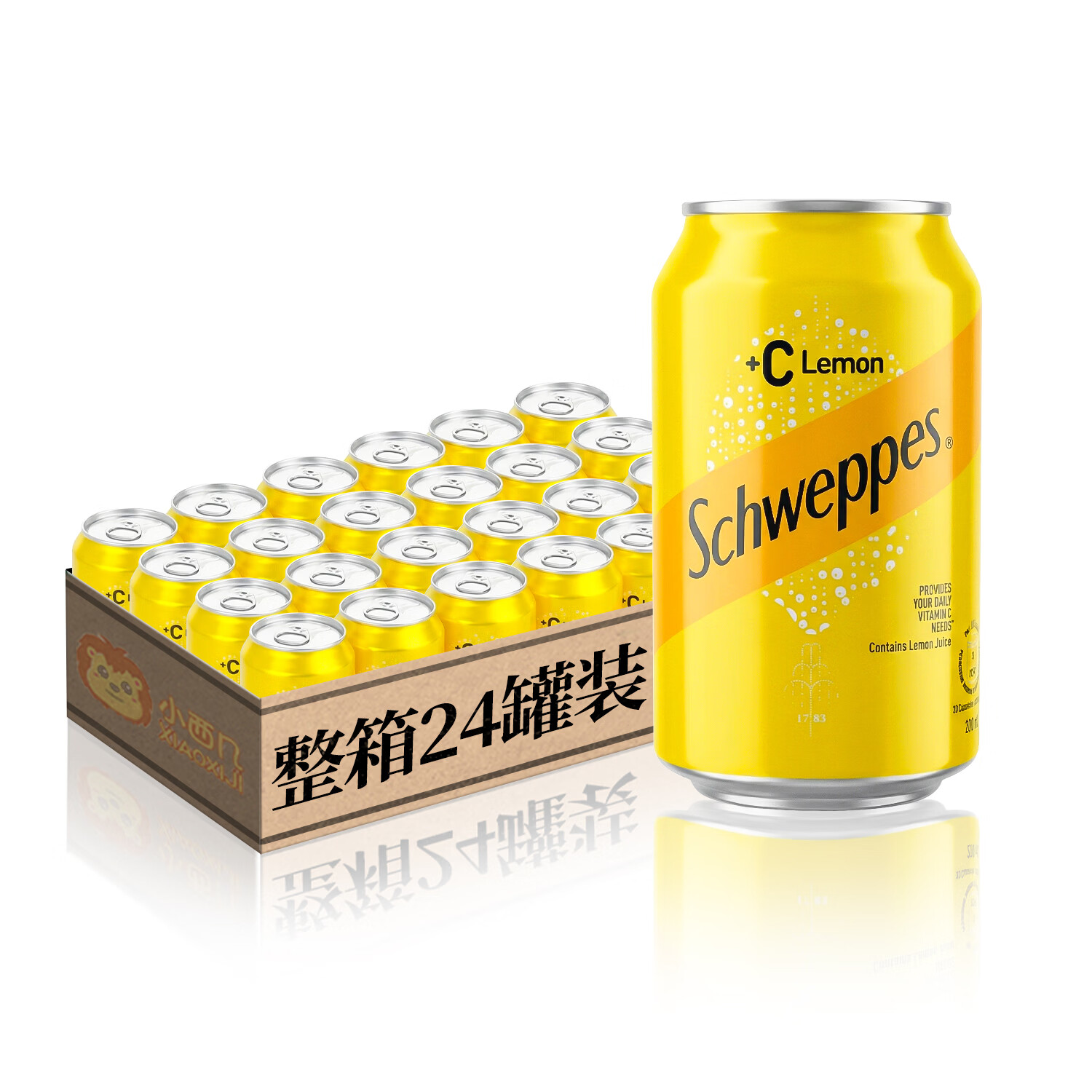 可口可乐碳酸饮料 进口玉泉 怡泉苏打气水汤力水港版 忌廉汽水网红气泡水 柠檬味+C整箱装 330mL*24罐