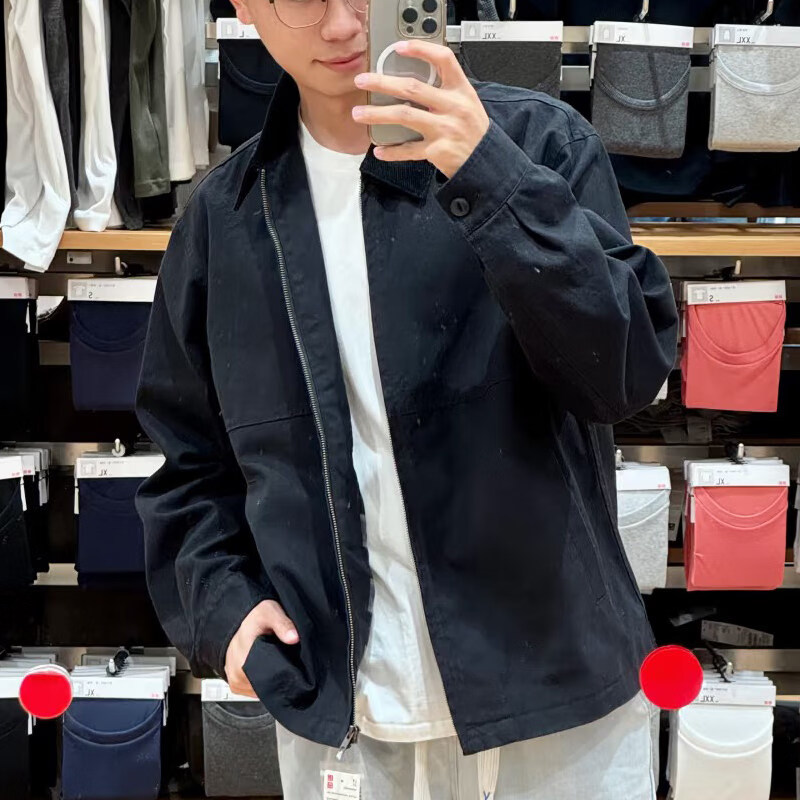 CEENIU25新款男装女装480827休闲拉链短茄克外套巴恩风翻领夹克478230 黑色478230 S