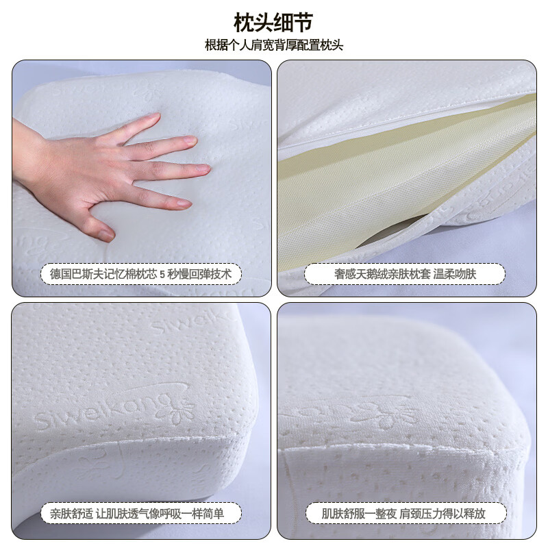 四维康颈椎护养枕深度睡眠颈椎专用枕头记忆棉枕头蝶形枕慢回弹枕芯 蝴蝶型 1个 请备注肩宽背厚，配枕