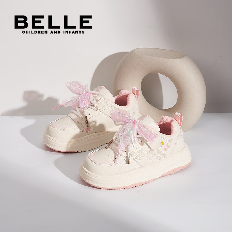 百丽童鞋儿童板鞋女大童运动鞋子26年春季新款小白鞋女孩中大童休闲鞋 粉色【建议拍大一码】 30 (建议脚长184-189mm)