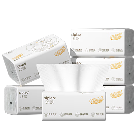 丝飘抽纸纸巾面巾纸餐巾纸家用大号加厚面巾纸整箱批发 加大加厚 5层 420张*6包