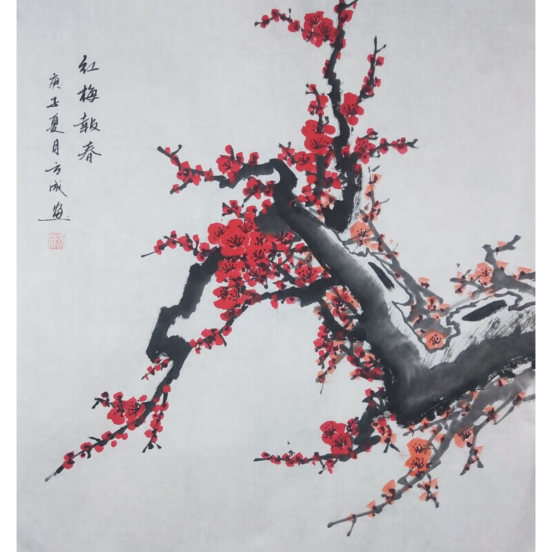 纯手绘国画小品装饰画客厅餐厅玄关电表箱挂画写意花鸟画定制字画 梅