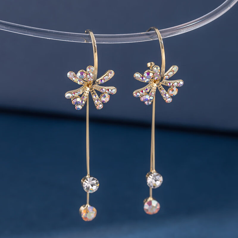 Qlady【清妝效益】流蘇耳環(huán)耳環(huán)女士純銀耳環(huán)氣質(zhì)高端氣質(zhì)秋冬長(zhǎng)耳環(huán) 花瓣流蘇耳環(huán)【金色】