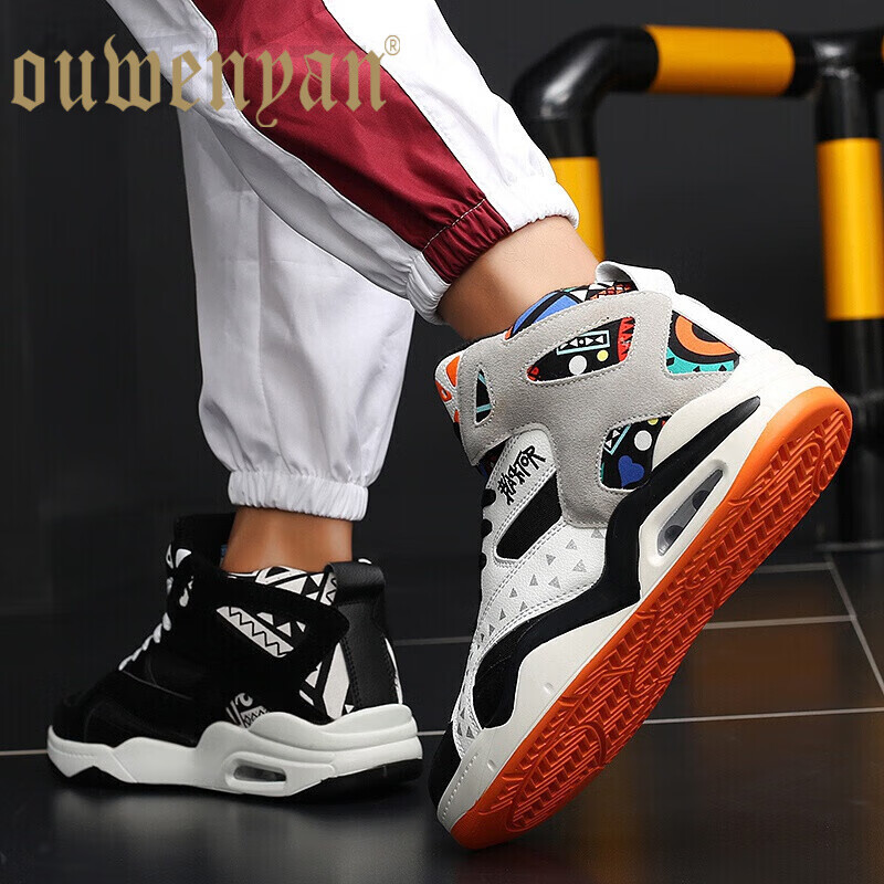 欧文言篮球鞋男aj1鸳鸯鞋高帮鞋子韩版潮流百搭气垫士运动休闲鞋6科比