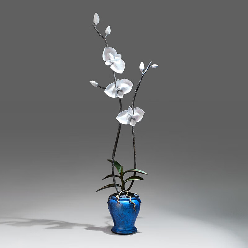 枳之家全铜兰花摆件雕塑工艺品客厅玄关摆设花新中式家居软装 兰花a款