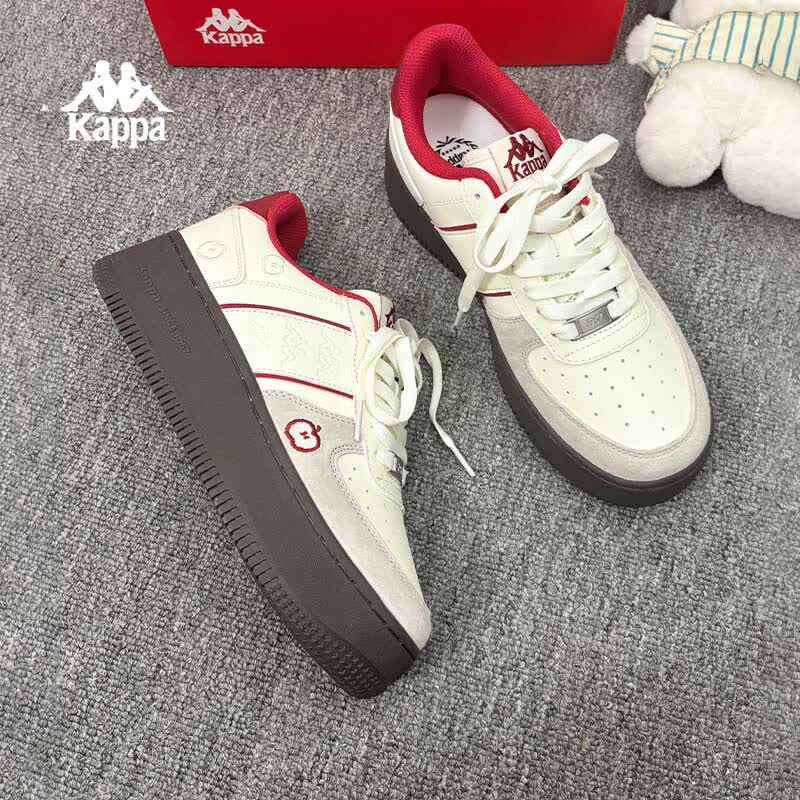 卡帕（Kappa）女鞋厚底增高板鞋女2026夏季新款百搭休闲小白鞋女软底运动鞋子女 经典白/豆青褐/宝石红 37