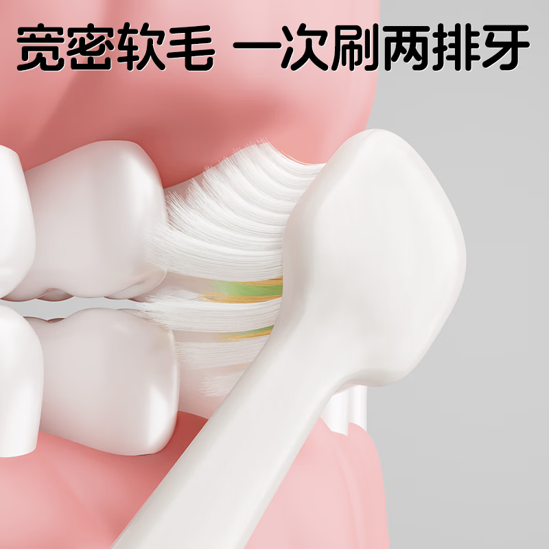 恐龙医生(PROTEFIX)儿童牙刷软毛宽头3-6-12岁宝宝儿童学生乳牙期换牙期通用 软毛2支【3-12岁】黄+蓝+氨基酸防蛀牙膏+漱口杯