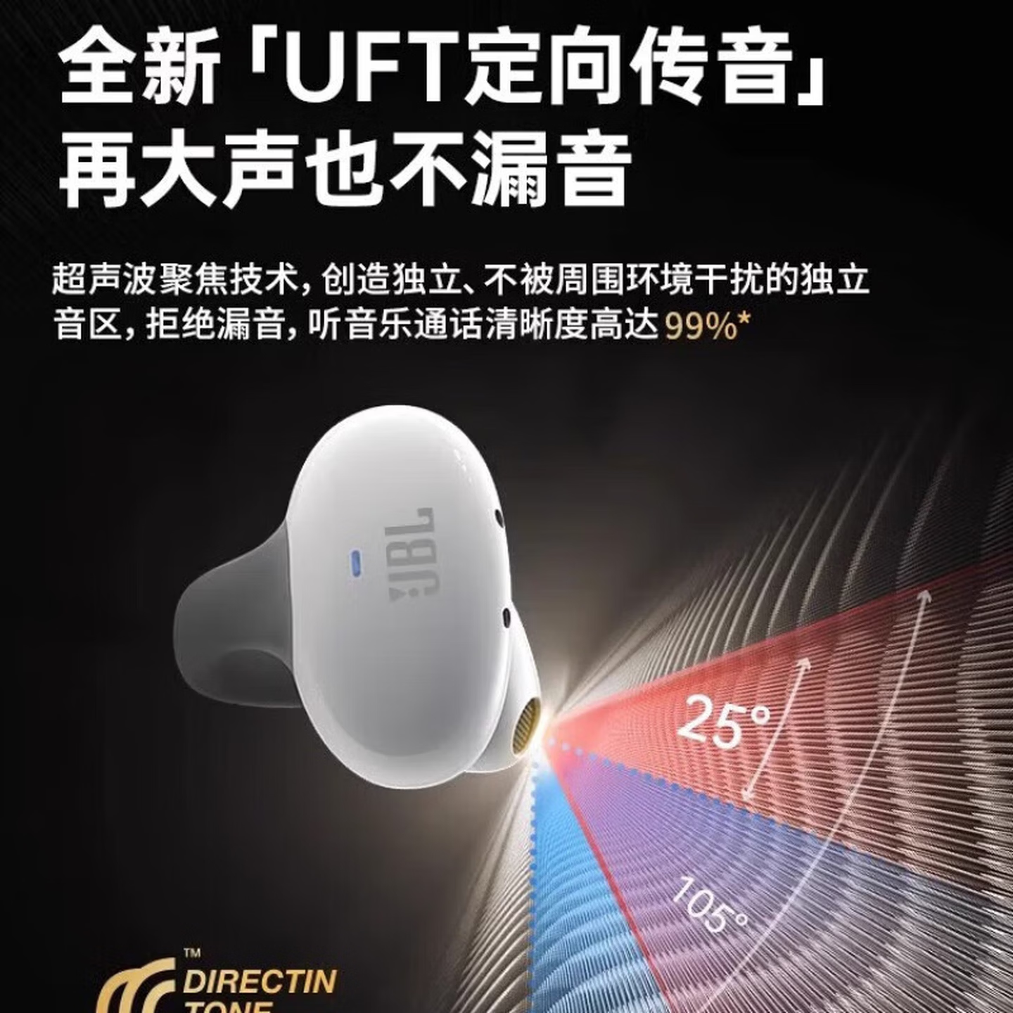 JBL蓝牙耳机真无线降噪骨传导夹耳式不入耳手机通用运动久戴不痛 云岩白款