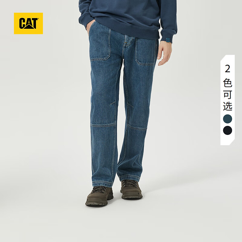 CAT卡特新品男士户外休闲舒适易搭宽松直筒牛仔裤轻户外 淡蓝色 30