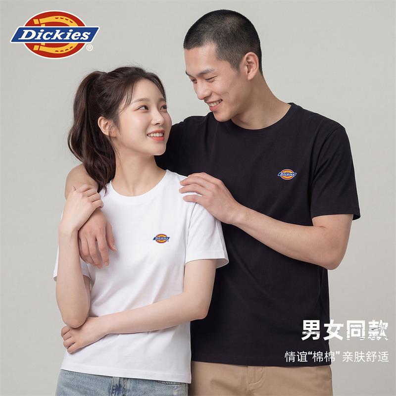 Dickies100%全棉男士纯棉短袖夏季运动polo衣打底衫百搭透气大码宽松睡衣 黑色+黑色 100%全棉 2XL 适合体重140-160斤