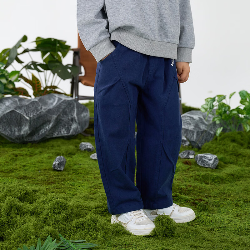 棉花堂（cottontown）【100%棉】棉花堂童装儿童梭织长裤纯棉春秋男童女童休闲裤子A类 灰蓝 90 90/50