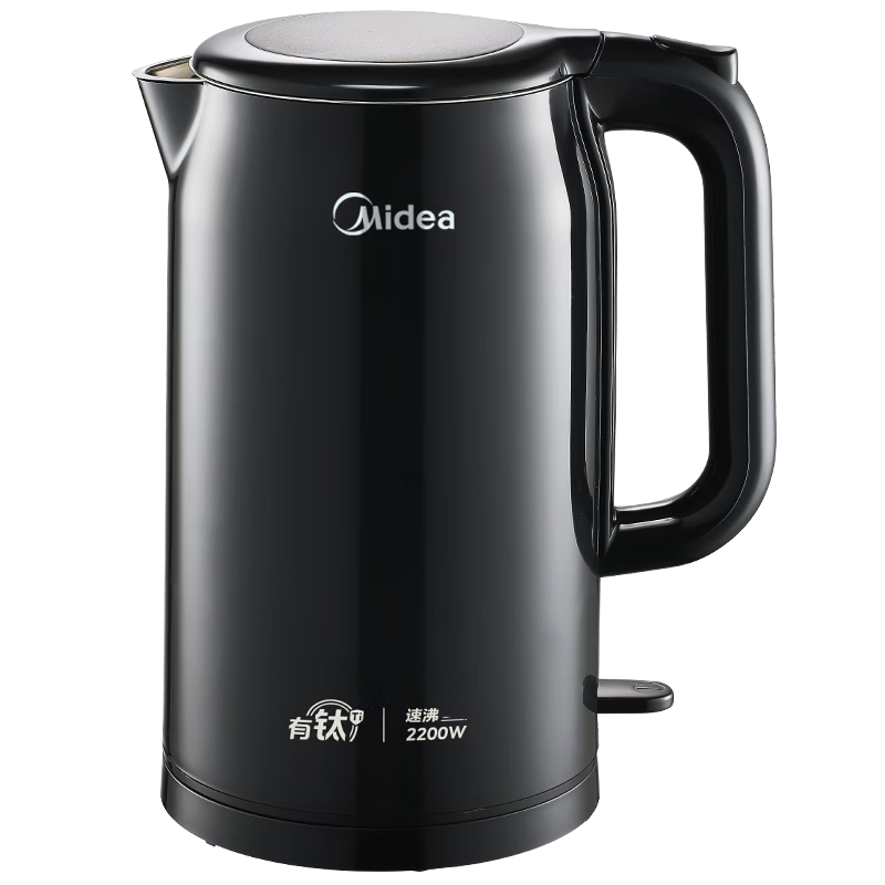 美的（Midea）电热水壶烧水壶有钛材质无异味持久抗腐耐用2200W速沸2L大容量双层隔热防烫 MK-SH20M125-T