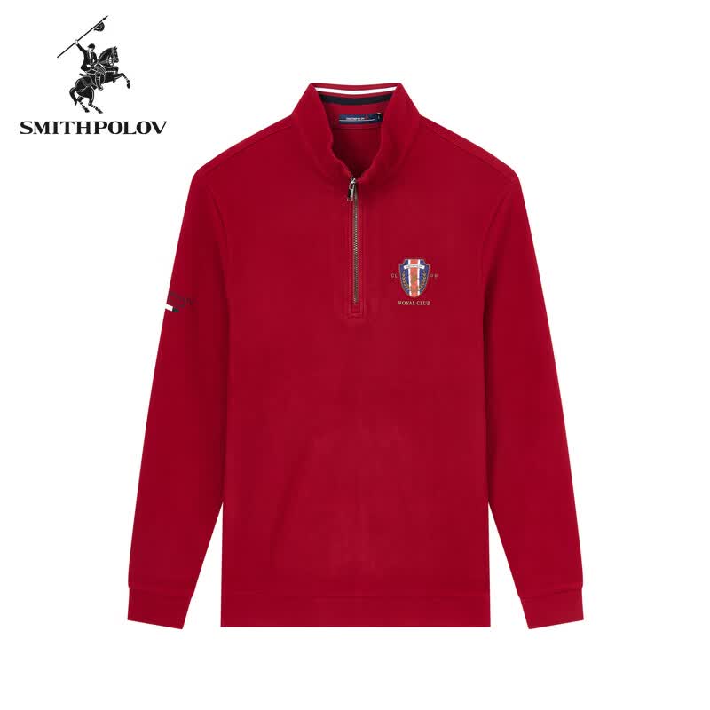 斯密特保罗（SMITHPOLOV）男士春秋季新款针织衫纯色休闲百搭打底衫男装 红色 S
