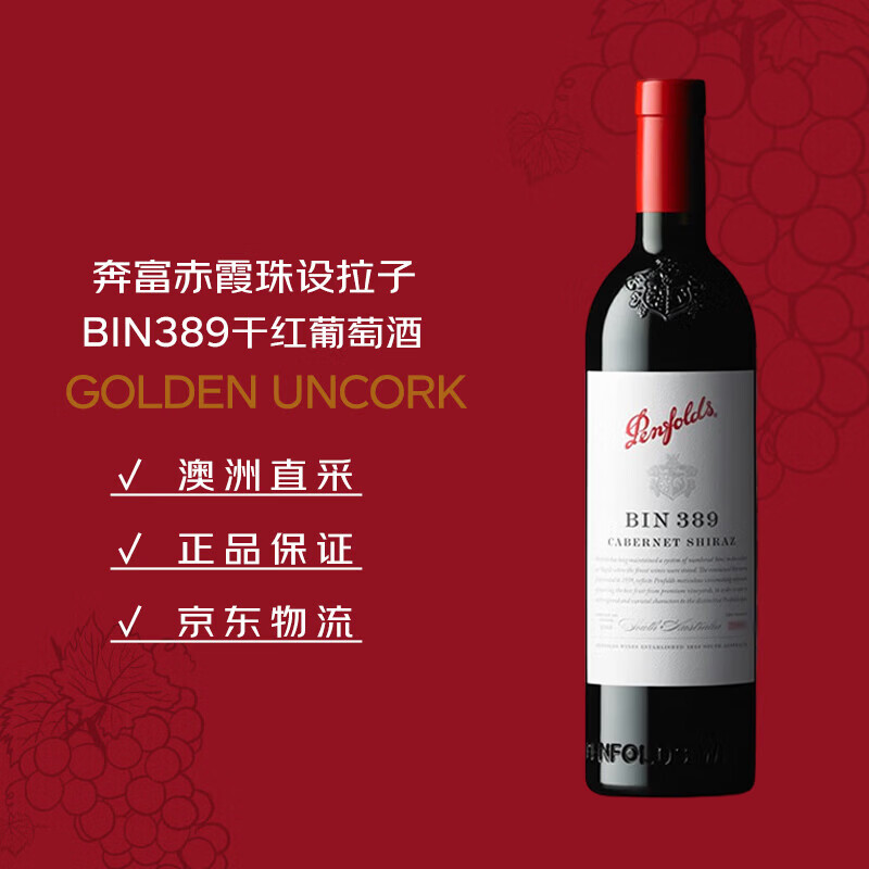 奔富（Penfolds）Bin389赤霞珠设拉子红葡萄酒750ml 年份随机