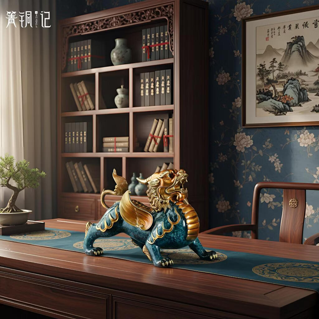 箐铜记全铜飞天貔貅摆件 一对装 客厅办公室招财镇宅开业礼品 飞天霸王貔貅 大号一对::  长*37*宽22*高27cm