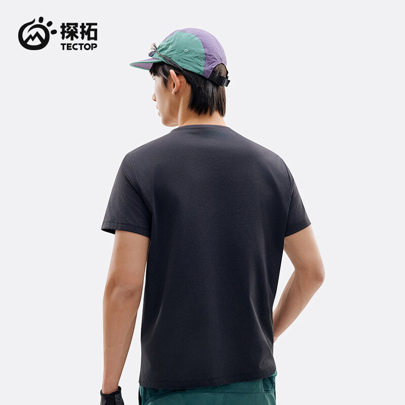 探拓（TECTOP）短袖速干t恤轻薄速干衣男女透气弹力运动支持定制 男款云墨黑【抗菌防晒】 XL