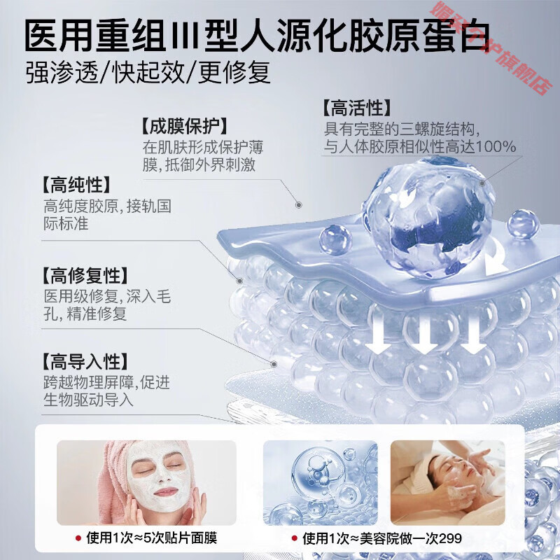 灵眷仙hsz护理膜细致毛孔淡化纹路痘印医用重组胶原蛋白凝胶敷料护理膜 1支【体验装】 【官方直售 京健保障】