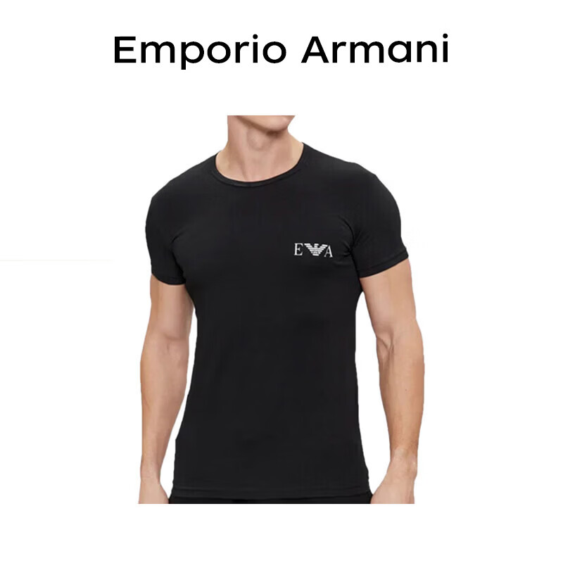 EMPORIO ARMANI阿玛尼夏季新款潮流男短袖t恤打底衫黑S