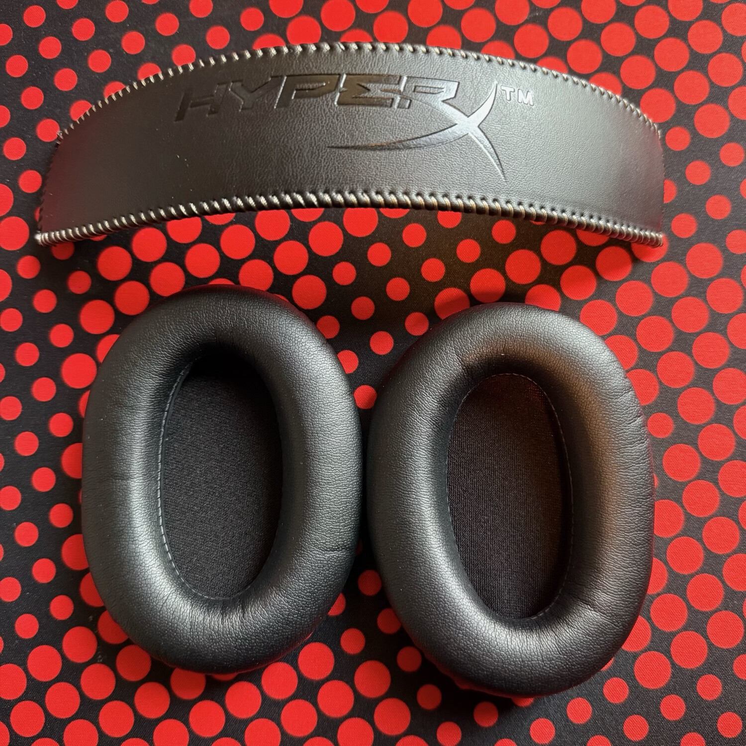 Hyperx飓风2黑红头戴式耳机耳套原配拆机件游戏耳麦咪杆头梁海绵麦克风替换原装配件 飓风2头梁加耳罩青铜