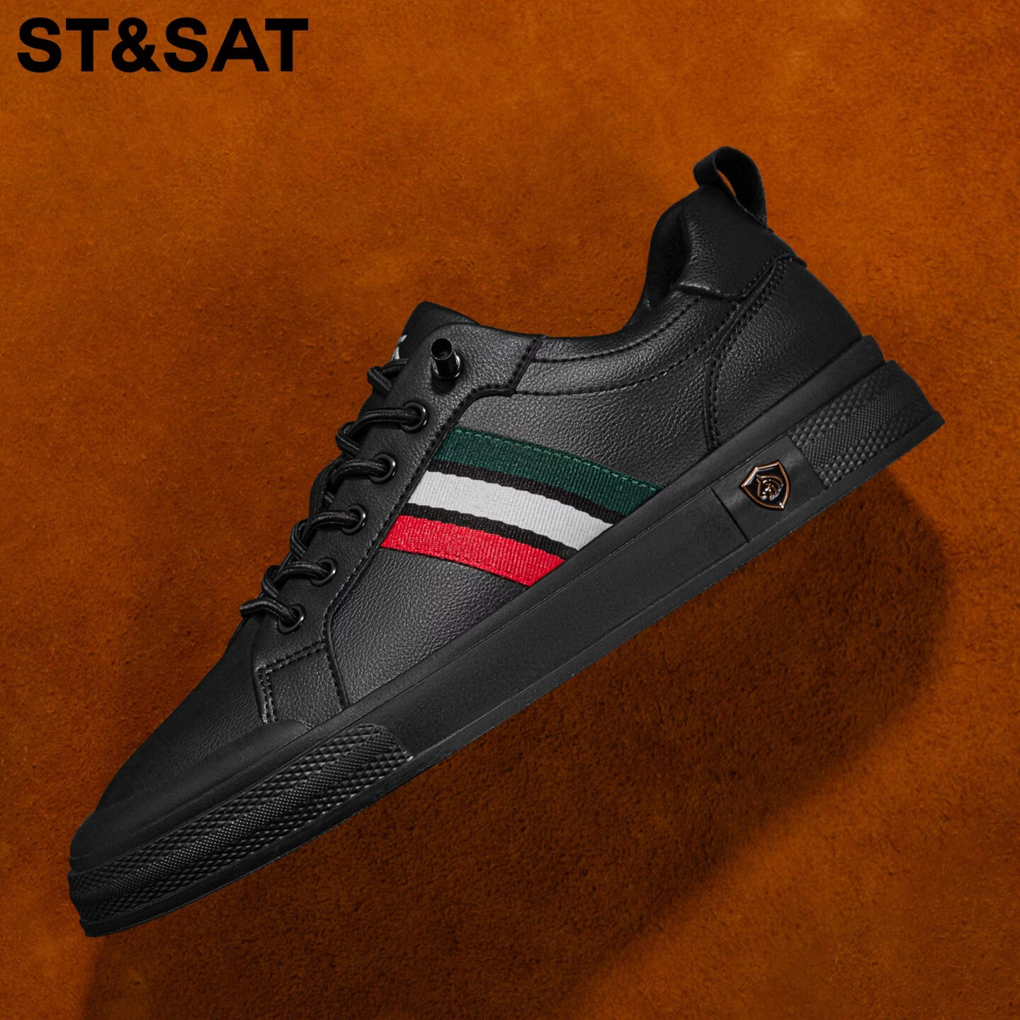 星期六（St&Sat）男鞋春季百搭时尚小白鞋男运动舒适马年鞋防护复古通勤休闲板鞋男 黑色 41 (255mm) 标准运动鞋尺码