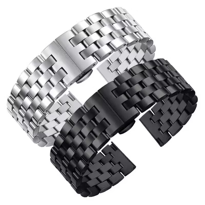 适配华为GT6/GT5精钢手表带GT4pro/GT3蝴蝶扣款watch3/4实心透气表链 新五铢-黑色（赠膜+安装工具） GT4/GT3/GT2【46表盘-22mm】