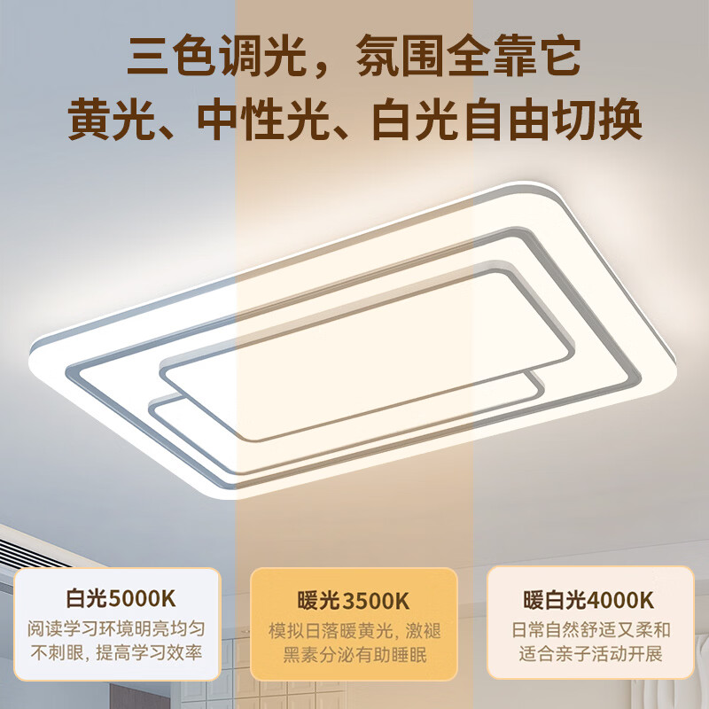 雷士照明(NVC)全光谱护眼客厅吸顶灯大灯主灯led客厅灯卧室餐厅中山灯具2026款 【全光谱护眼】快装/四室两厅12