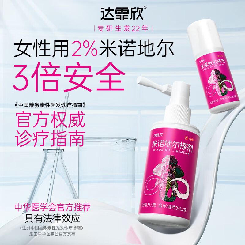 [达霏欣]米诺地尔搽剂 2%*60ml 1瓶装 酊2%女士专用治脱发防脱发秃发斑秃女款生发喷雾生发液官方正品
