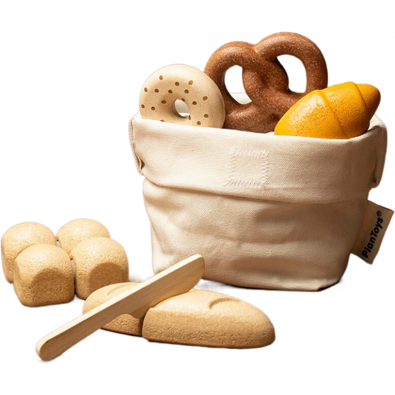 PlanToys切切樂(lè)兒童玩具西式面包木制過(guò)家家1歲禮物男孩女孩禮物 3628西式面包套裝