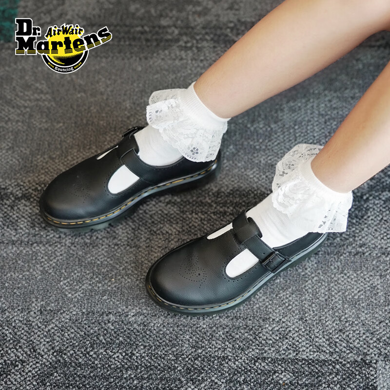 马丁博士（Dr.Martens）Aprile MJ女新品舒适不累脚皮鞋玛丽珍鞋 黑色 37