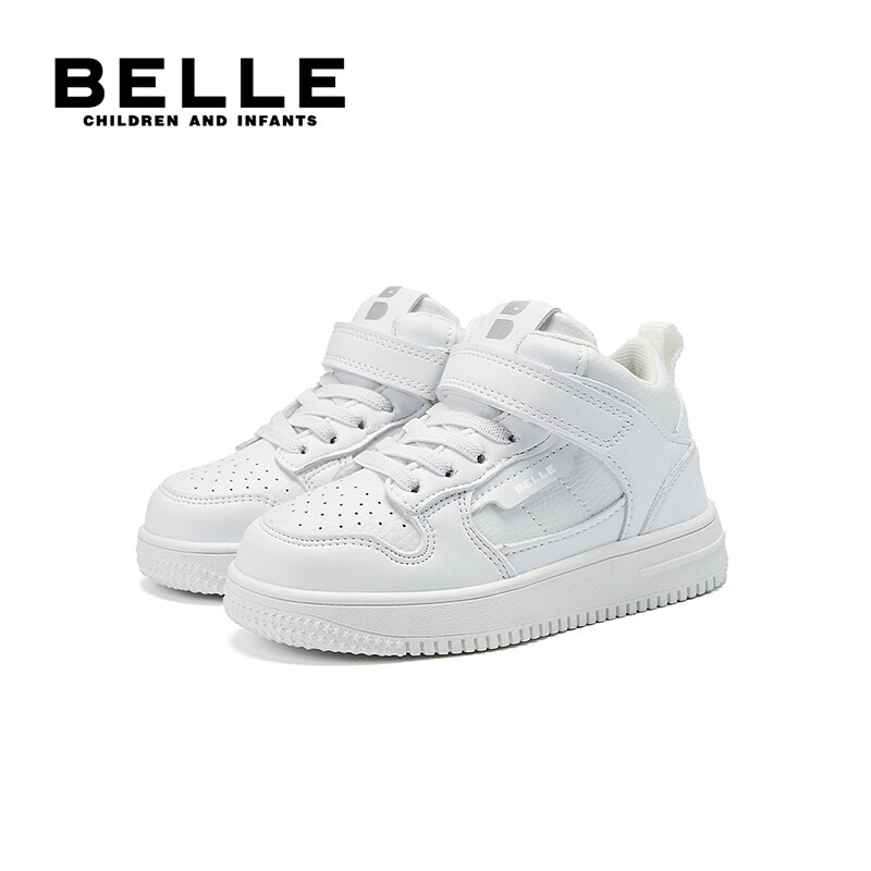百丽童鞋儿童休闲鞋学生小白鞋26年春季新款皮面中大童鞋子男女童板鞋 白色【四季皮面】中帮 32 (建议拍小一码)