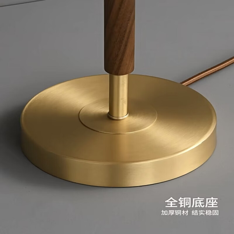 金匠空间台灯新中式复古装饰卧室床头灯书房酒店家用北美黑胡桃木全铜灯具 J9815-黑胡桃木台灯三色变光