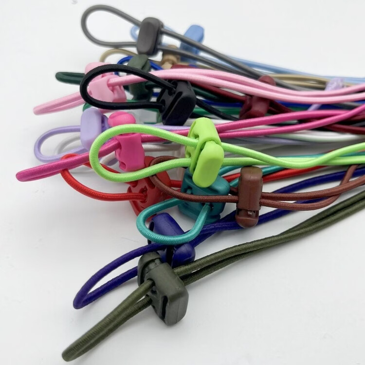 何佳功帽子防风绳卡扣 辅料开口圈松紧带帽子裤管束紧绳止扣绳卡扣衣服 湖绿 5米弹力绳+10个扣子，+穿绳器