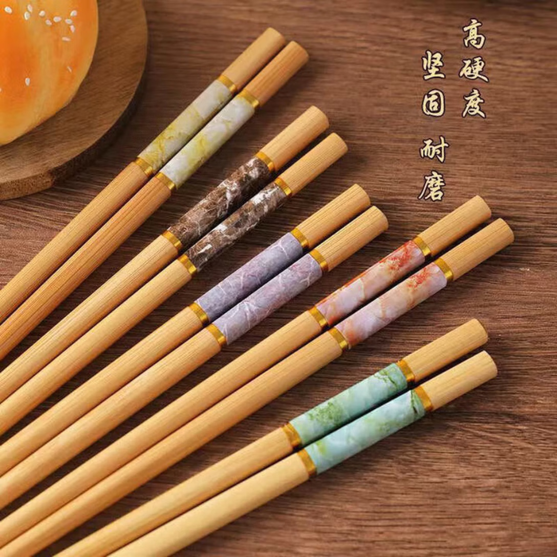 国风楠竹筷子家用新款抗菌防霉耐高温五色筷子健康纯天然竹木筷子 30双