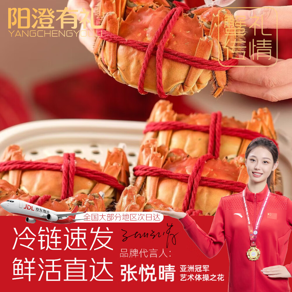 【活蟹】阳澄有礼 3.0-3.3两公蟹8只 精品大闸蟹鲜活海鲜螃蟹 过年货节送礼盒 源头直发