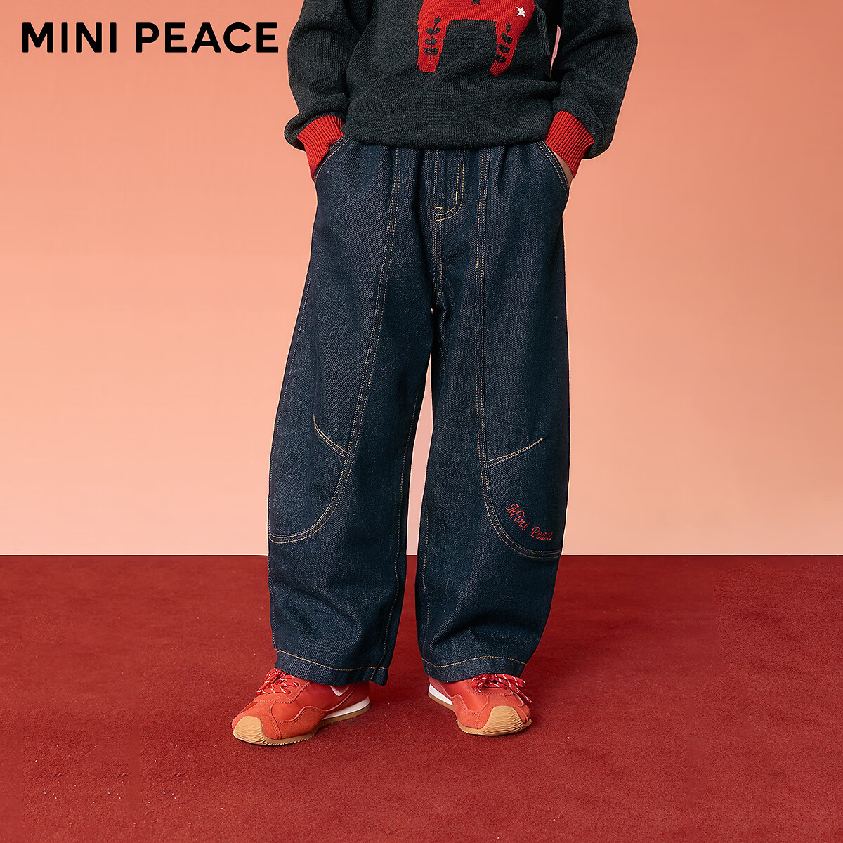 MiniPeace太平鸟童装春新男童牛仔长裤FAHAG110W 牛仔中黑 140