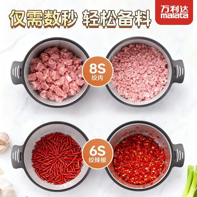 万利达(Malata)绞肉机家用多功能料理机和面机打泥机碎肉机绞馅机搅拌机绞肉绞菜 豪华大容量款 6L 【一套六叶立体刀】两档调速