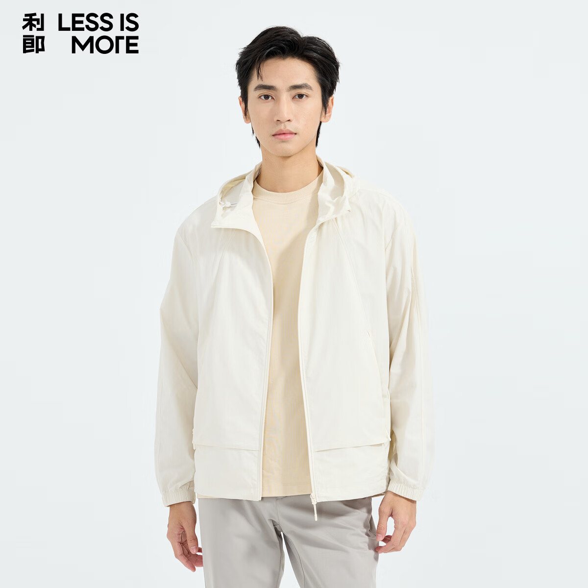 利郎轻时尚男装【商场同款】夹克男连帽易打理亲肤透气超薄空调服外套 米白（1H） 5XL (195)