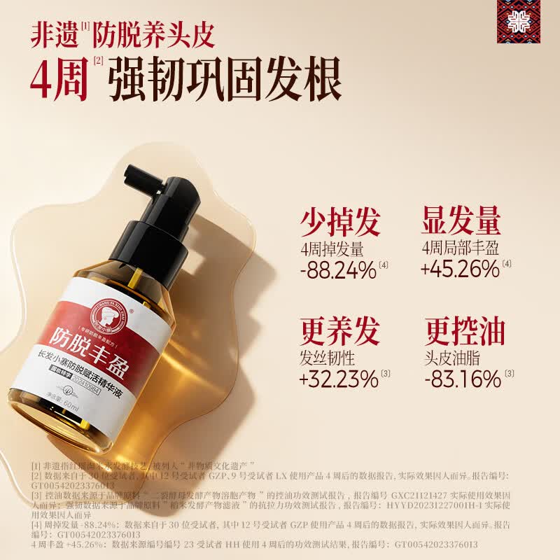 长发小寨【央视网同款】防脱育发液精华淘米水洗发水露固发控油男女 【防脱特证】非遗防脱精华液60ml