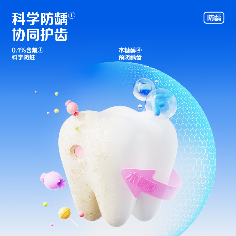 参半儿童防龋牙膏温和护齿清新含氟防蛀防龋齿清洁2-12岁 儿童防龋牙膏-草莓酸奶60g*1支