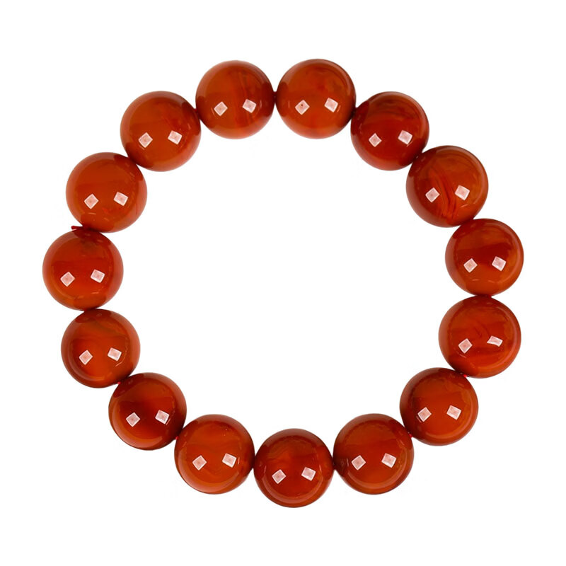欧采妮（OUCERNY）南红手串奢藏级天然凉山妖花牛血红满色满肉火焰纹玛瑙大圆珠手链 天然南红 14M+