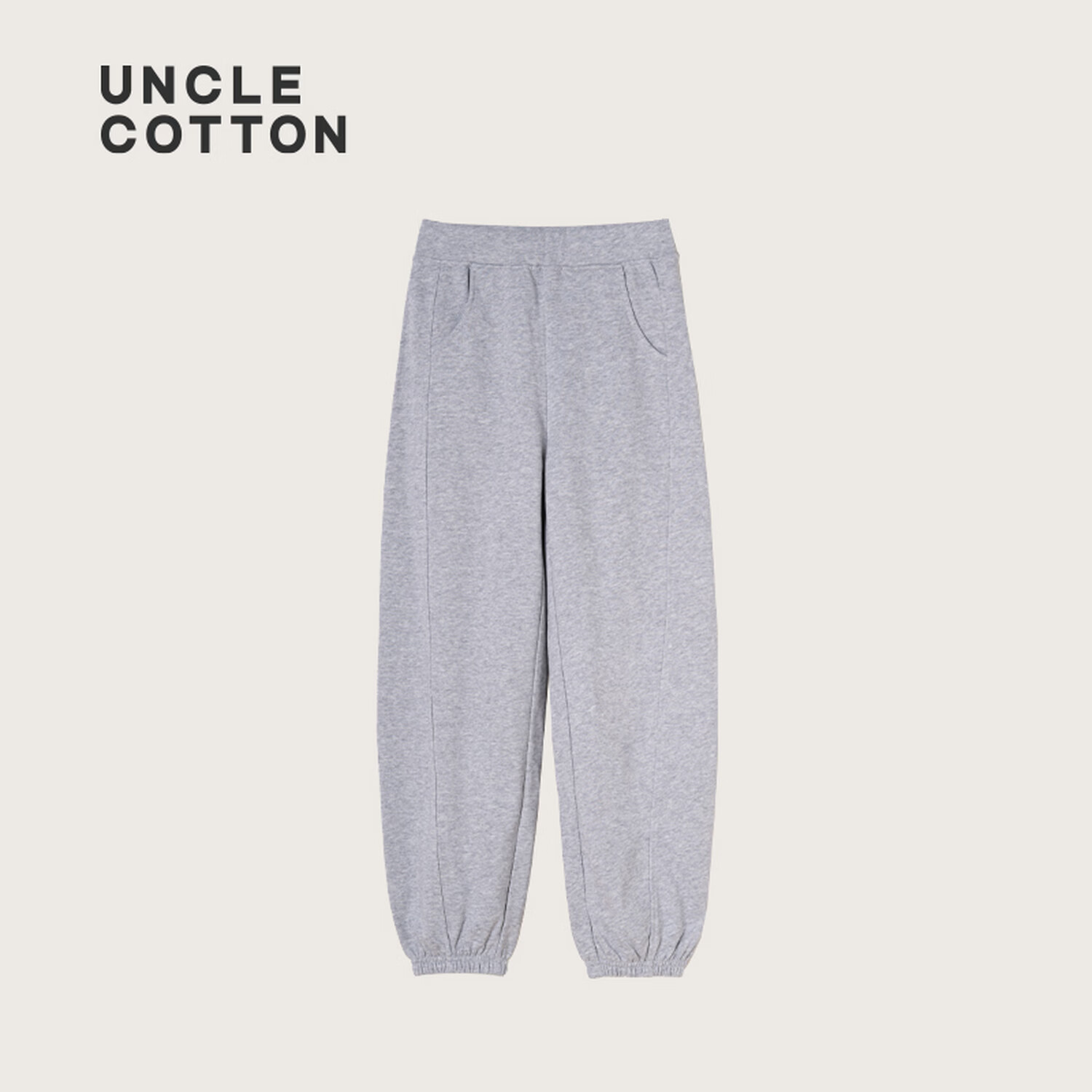 棉叔叔【针织香蕉裤】儿童2026春季新品宽松卫裤女童休闲针织裤子男童 麻灰 120 120