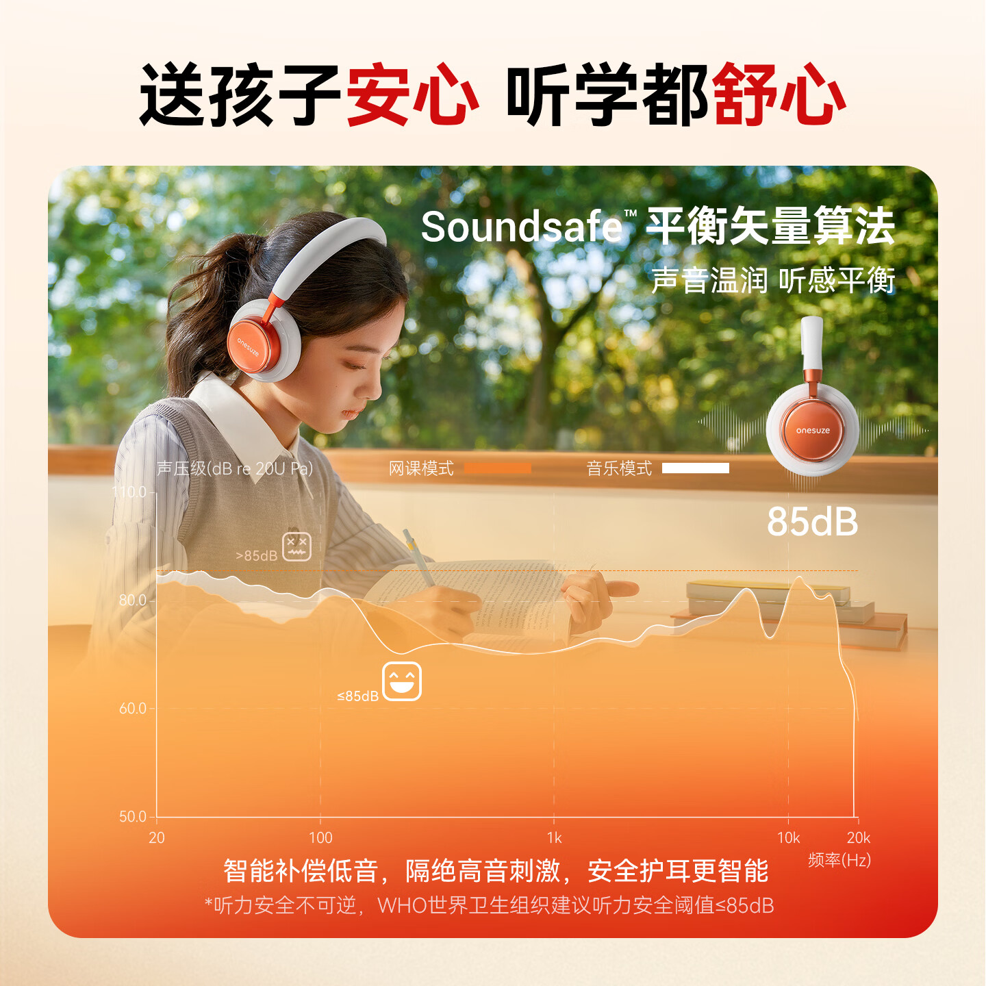望舒泽【新品上市】onesuze 锦聆佳音礼盒 头戴式蓝牙耳机 2026年新款学生诵读耳返网课背书学习专用降噪 锦聆佳音礼盒