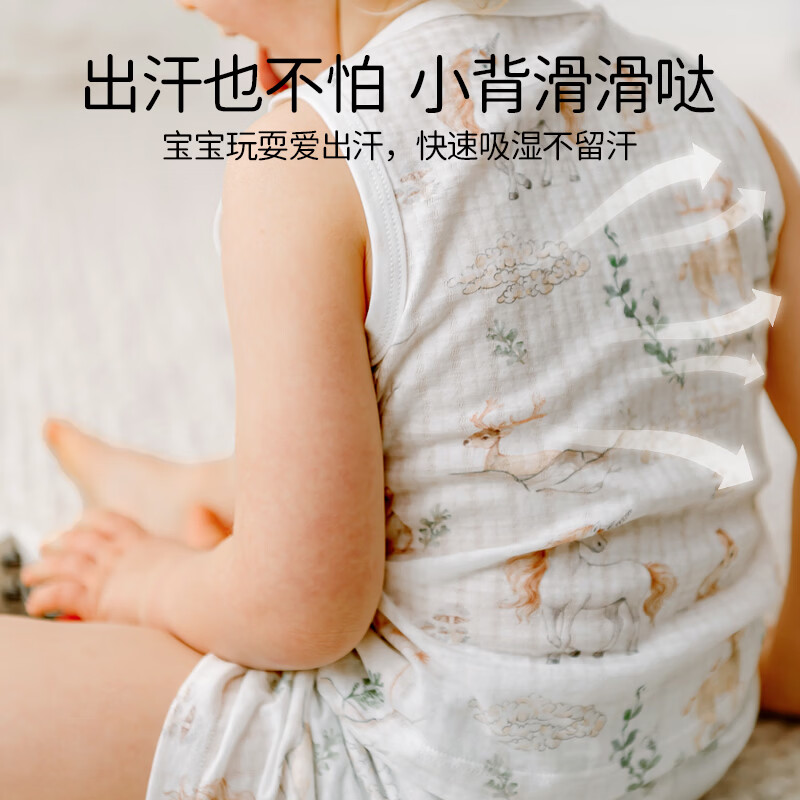 ELLE BABY儿童背心套装冰氧棉吊带夏日清爽透气7A类抗菌透气无袖家居服装 碎花萌兔 120 【推荐身高110cm-122cm】