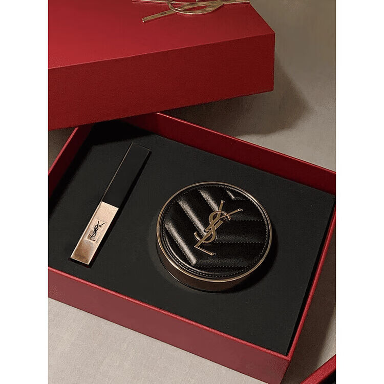 IYSL圣罗兰YSL情人节礼物自由之水香水套装礼盒口红粉气垫情人节礼物 小金条1966+粉皮革气垫B10
