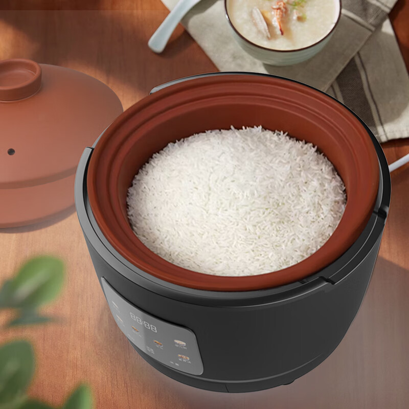 新创埼0涂层天然紫砂锅电饭煲家用多功能柴火饭煲仔饭砂锅3L煮粥煲汤无涂层电饭锅预约定时无水炖肉3L 黑色 3L 单套胆（共：真紫砂内胆1个+真紫砂盖2个）