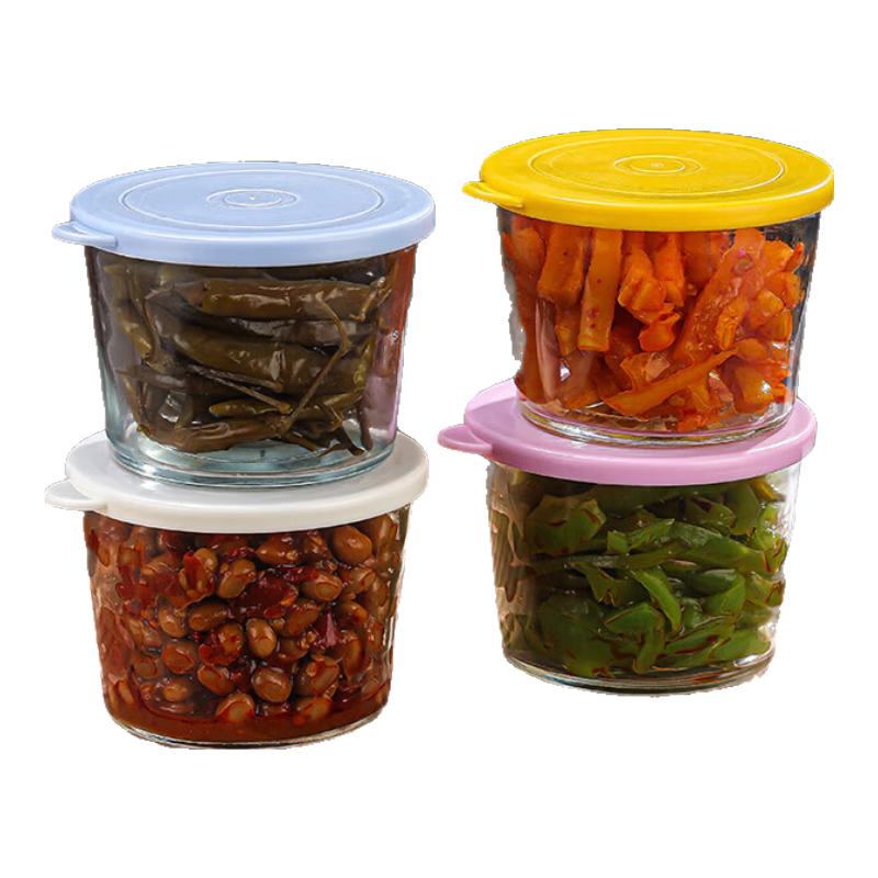 260ml有盖咸菜碗上班族便携小菜水果保鲜盒厨房冰箱带盖密封泡菜 小菜保鲜盒4只装