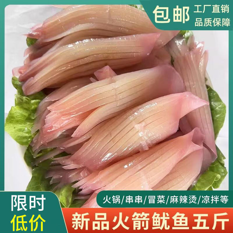 火箭鱿鱼商用鱿鱼须火锅冒菜串串烧烤铁板烧冷冻生鲜食材水发鱿鱼 1千克(净重)  AA级火箭鱿鱼 500g