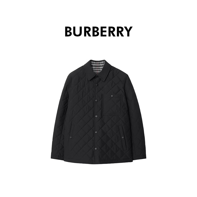 BURBERRY博柏利巴宝莉男士黑色聚酯纤维格纹内衬双面棉服81193361 M