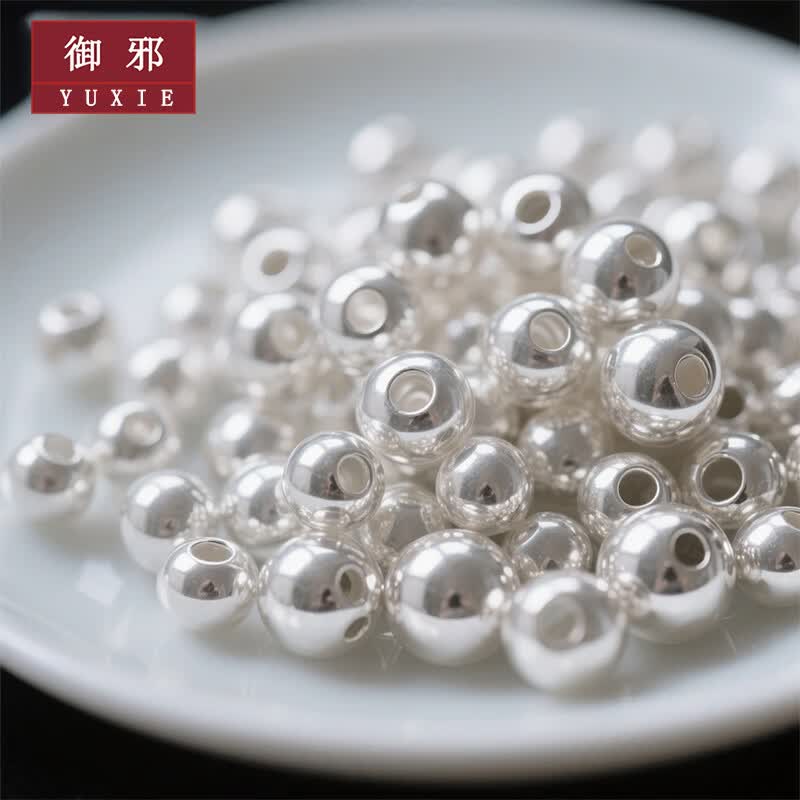 御邪银珠散珠DIY饰品串珠手工宝宝银饰珠子足金999珠子手串配饰 新银珠约0.26g（预）