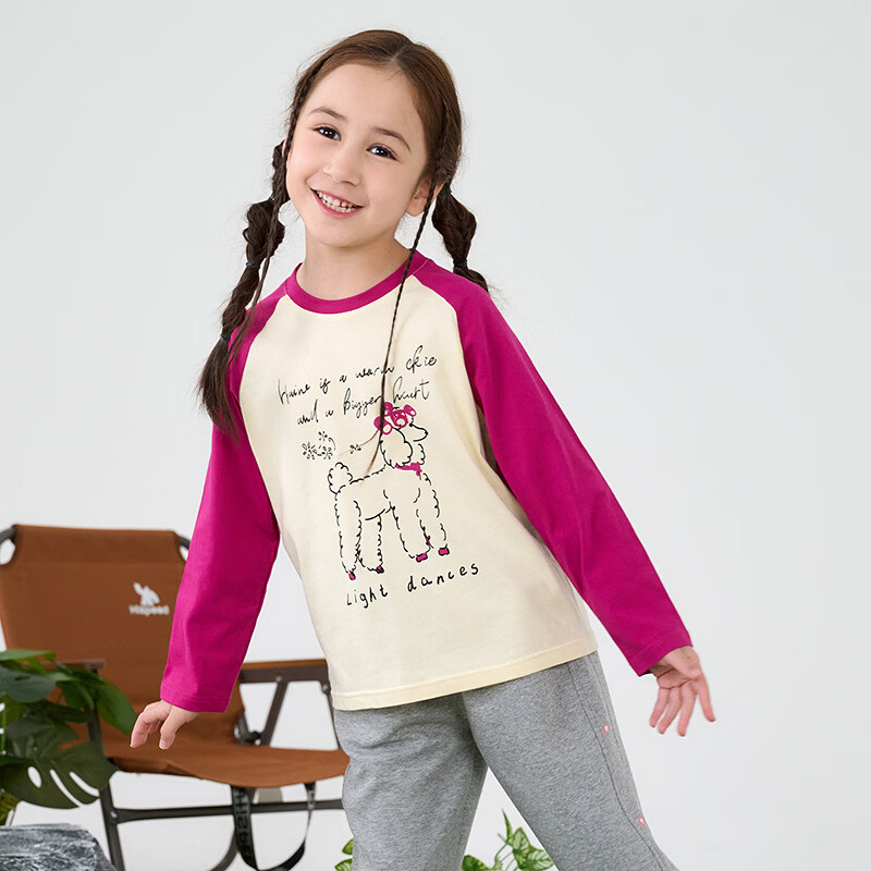 棉花堂【100%棉】棉花堂儿童长袖T恤纯棉男童打底衫女童上衣春秋2件装T 组合五:深咖、藏青 120